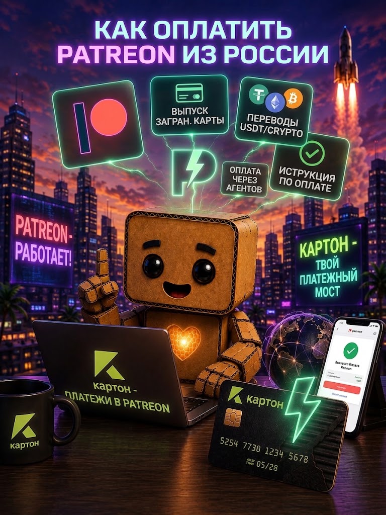 Как оплатить Patreon в России: Новый рабочий способ через виртуальную карту Картон